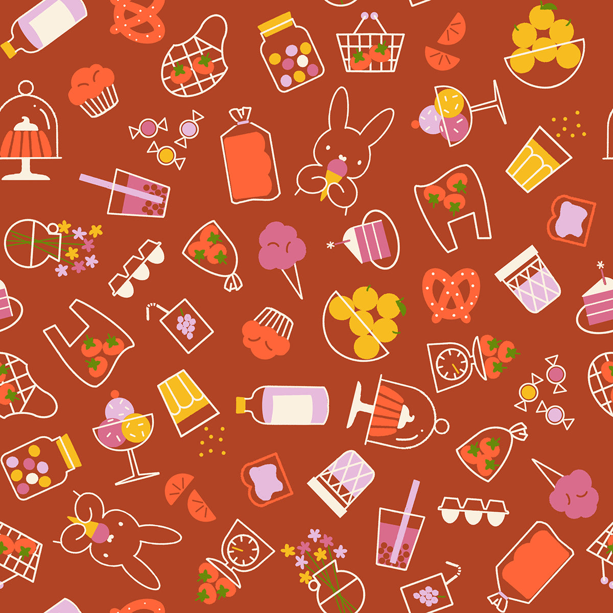 Pre Order Persimmon "Bun Es Market" in Cayenne by Ruby Star Society Fabric