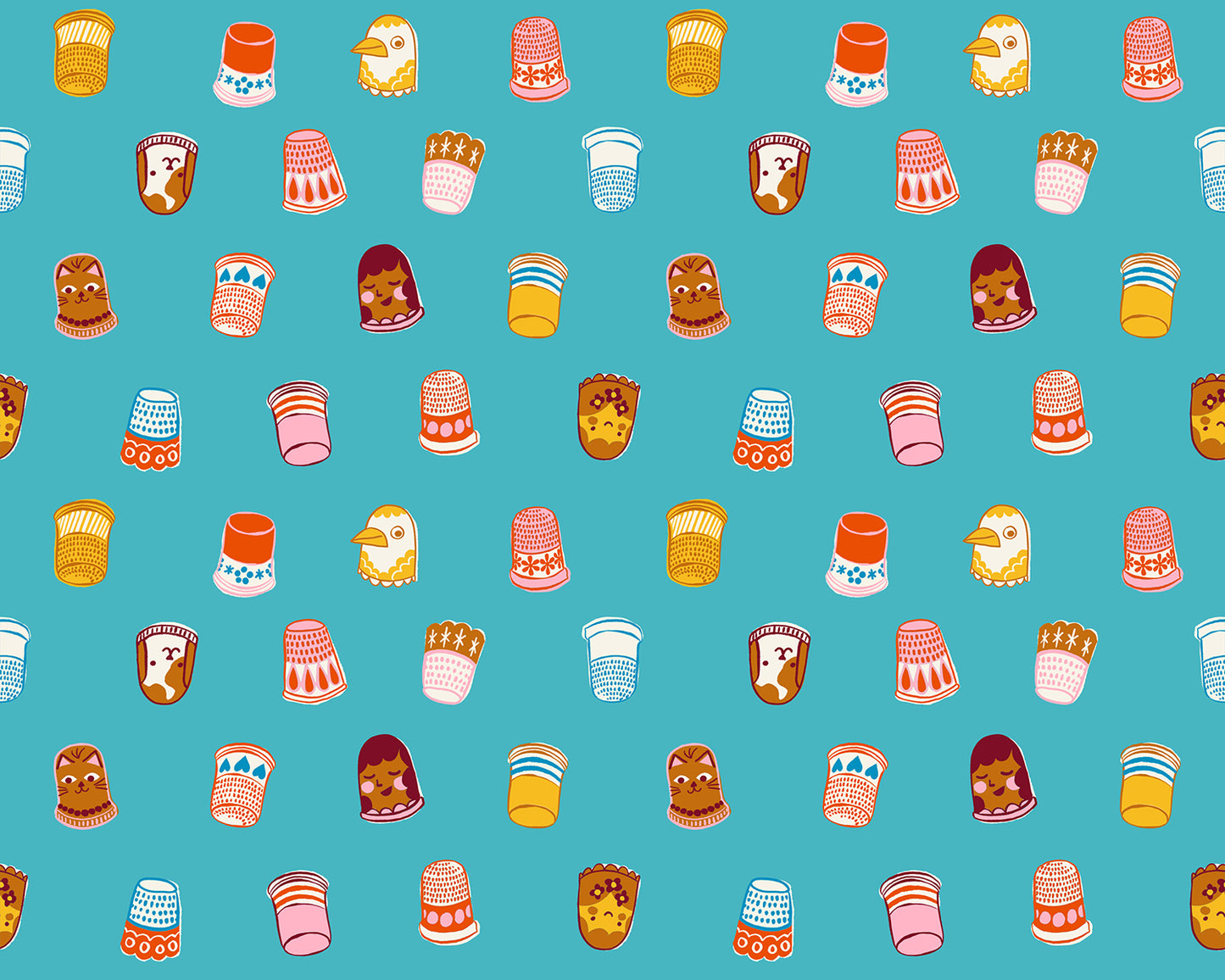 Pre Order 1 800 Notion "Thimbles" in Turquoise by Ruby Star Society Fabric
