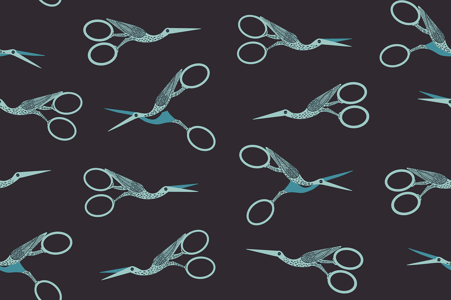 Pre Order 1 800 Notion "Stork Scissors" in Soft Black by Ruby Star Society Fabric