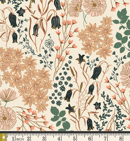 Wild Forgotten Bluebells & Buttercups (Heron) | Art Gallery Fabrics
