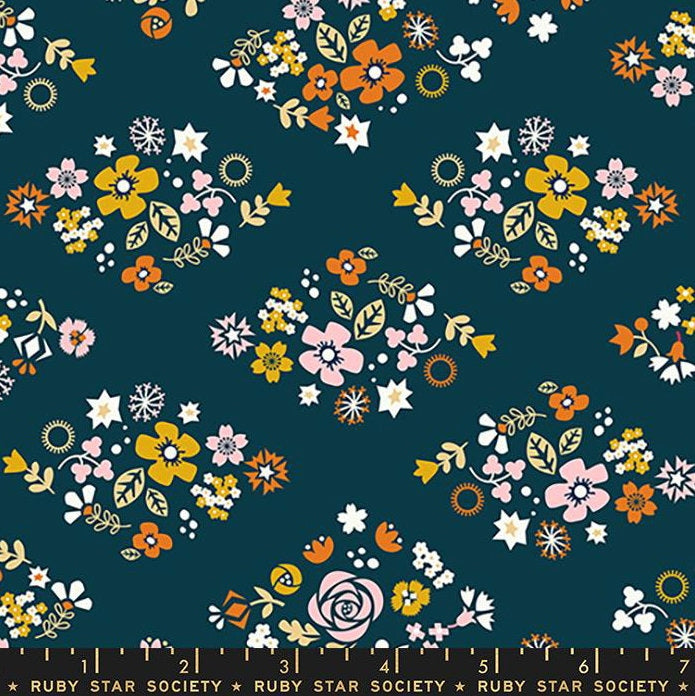 Koi Pond Blossom Festival in Peacock by Ruby Star Society Fabric