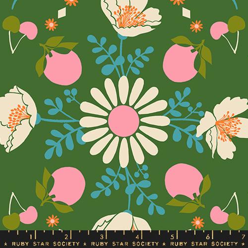 Juicy “Poppy Garden” in Sarah Green by Ruby Star Society Fabric