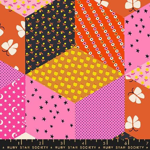 Ooh Lucky Lucky "Tumbling Blocks" in Pink by Ruby Star Society Fabric