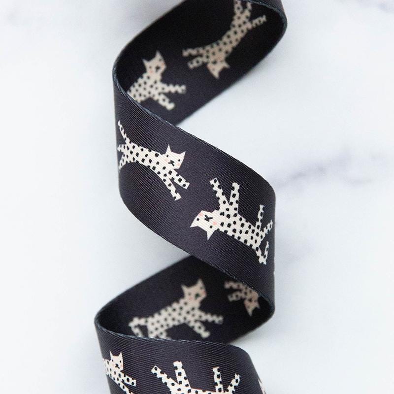 1.5" Snow Leopard Black Webbing by Stitch Supply Co and Ruby Star Society