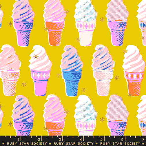 Best Day Ever "Ice Cream" in Golden Hour by Ruby Star Society Fabric
