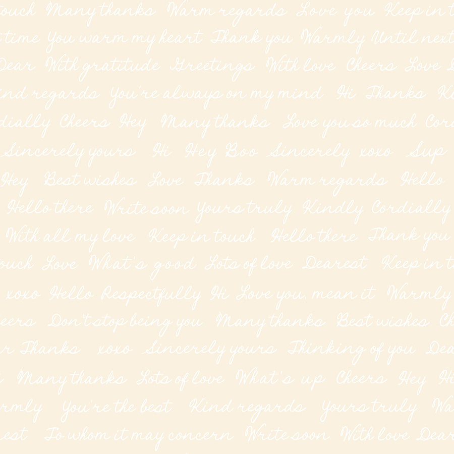 Salutations "Hello Goodbye" in Natural by Ruby Star Society Fabric