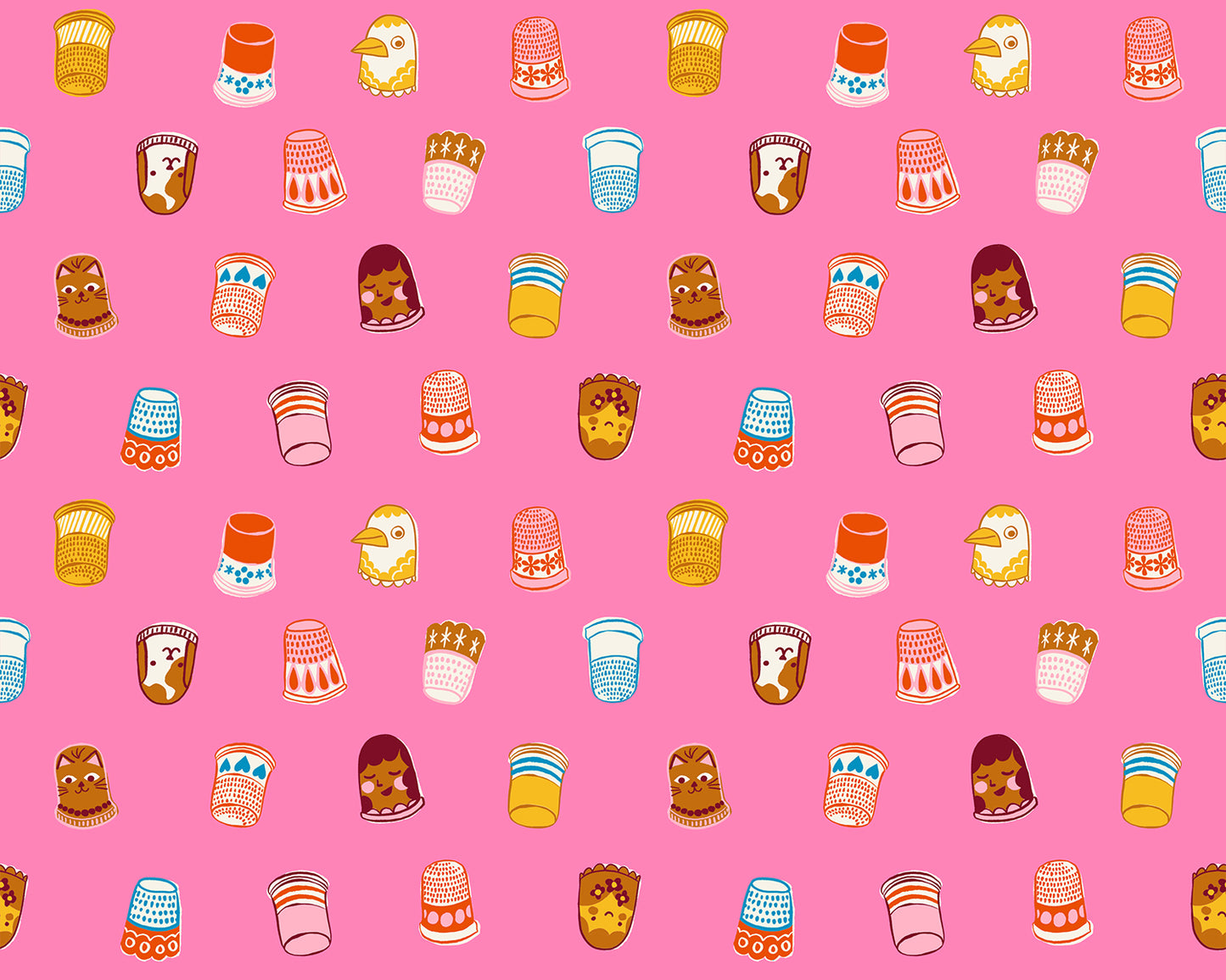Pre Order 1 800 Notion "Thimbles" in Flamingo by Ruby Star Society Fabric