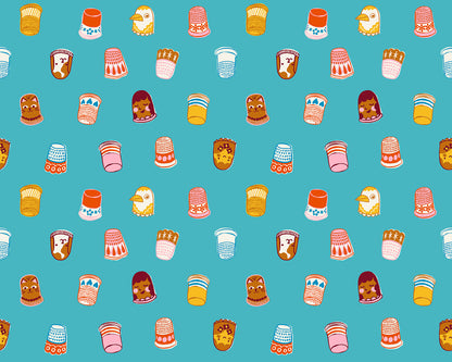 Pre Order 1 800 Notion "Thimbles" in Turquoise by Ruby Star Society Fabric