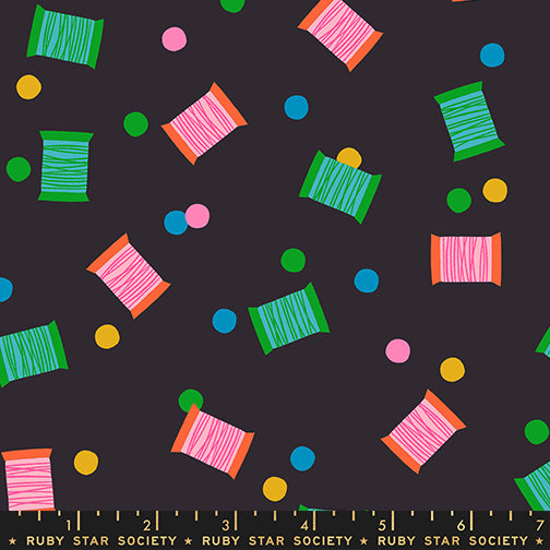 Pre Order 1 800 Notion "Spools" in Soft Black by Ruby Star Society Fabric