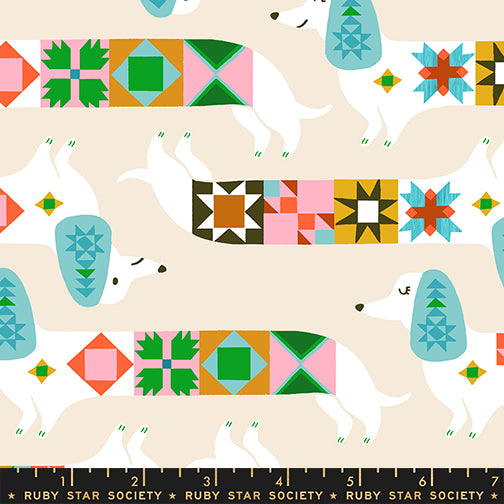 Pre Order 1 800 Notion "Quilty Dog" in Shell by Ruby Star Society Fabric