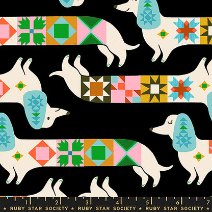 Pre Order 1 800 Notion "Quilty Dog" in Soft Black by Ruby Star Society Fabric