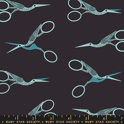 Pre Order 1 800 Notion "Stork Scissors" in Soft Black by Ruby Star Society Fabric