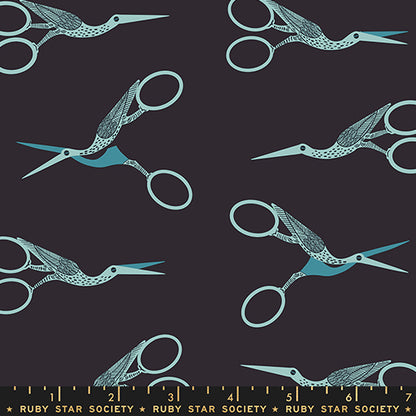Pre Order 1 800 Notion "Stork Scissors" in Soft Black by Ruby Star Society Fabric