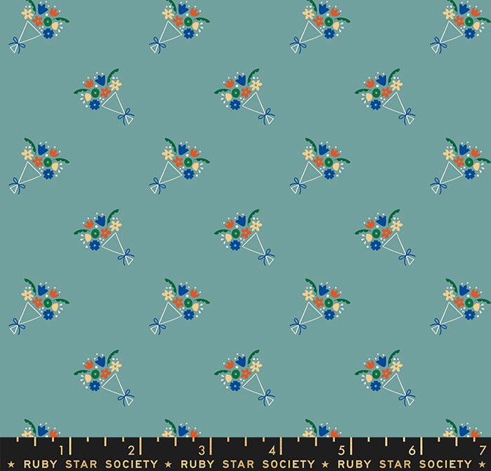 Food Group “Bouquet” in Ocean by Ruby Star Society Fabric