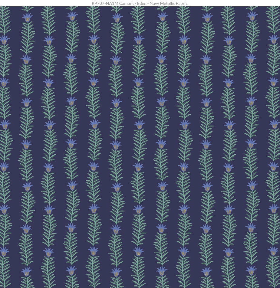 Camont Eden (Navy Metallic) | Rifle Paper Co Fabric