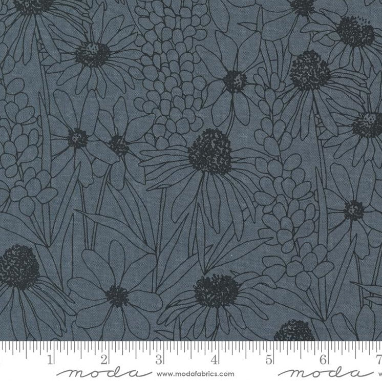 Hey Y'all “Wildflowers” in Graphite Black by Moda Fabrics