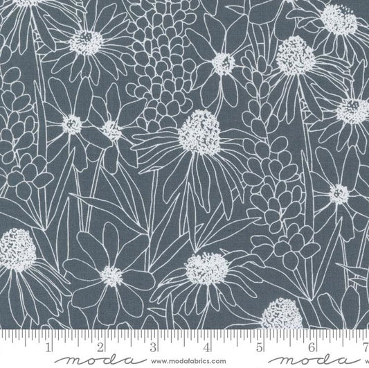 Hey Y'all “Wildflowers” in Graphite White by Moda Fabrics