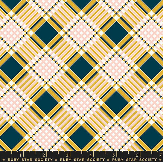 Strawberry Friends "Plaid" in Goldenrod by Ruby Star Society Fabric
