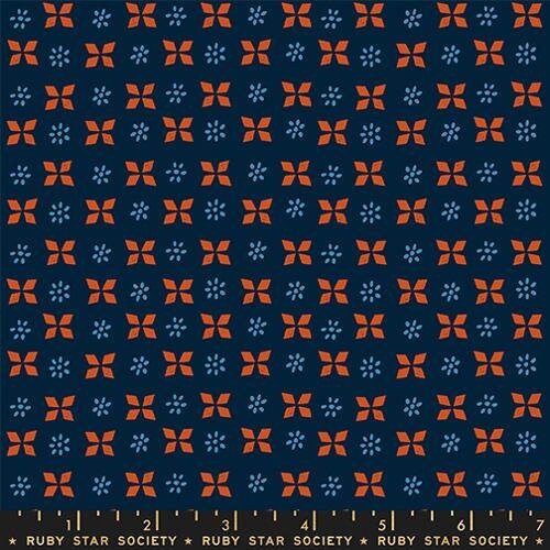Sugar Maple "Block Print" in Navy by Ruby Star Society Fabric