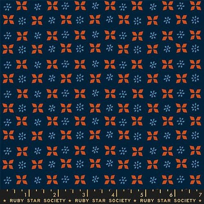 Sugar Maple "Block Print" in Navy by Ruby Star Society Fabric
