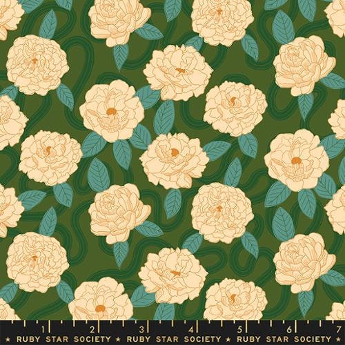 Verbena "Peonies" in Sarah Green by Ruby Star Society Fabric
