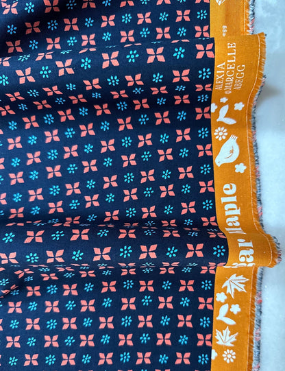 Sugar Maple "Block Print" in Navy by Ruby Star Society Fabric