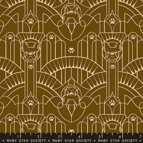 Dog Park “Deco Pup” in Cocoa by Ruby Star Society Fabric