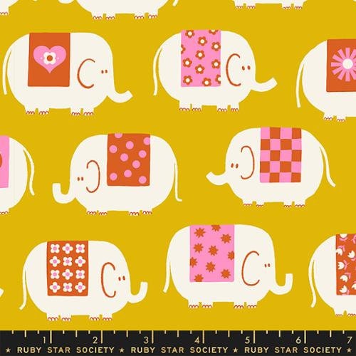 Picture Book "Elephants" in Goldenrod by Ruby Star Society Fabric