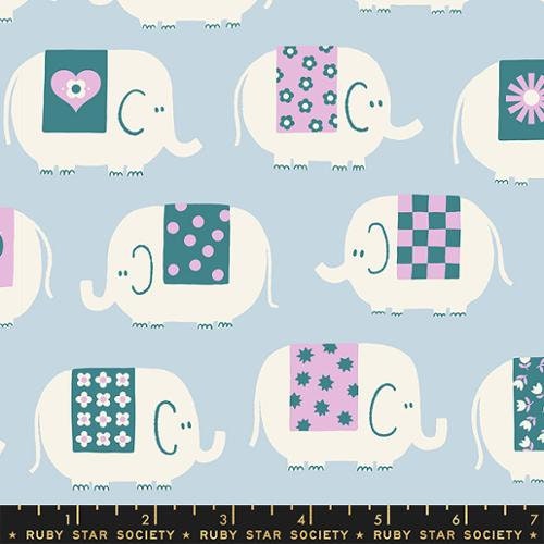Picture Book "Elephants" in Water Blue by Ruby Star Society Fabric