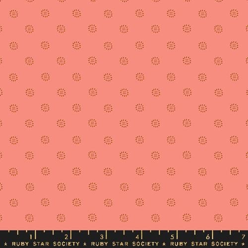Favorite Flowers “Stamped Flower” in Dark Melon by Ruby Star Society Fabric