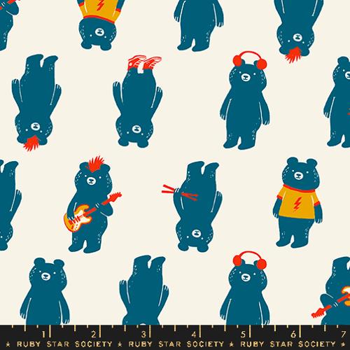 Teddy And The Bears "The Band" in Buttercream by Ruby Star Society Fabric