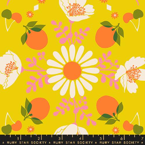Juicy “Poppy Garden” in Golden Hour by Ruby Star Society Fabric