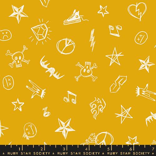Teddy And The Bears "Groupie" in Goldenrod by Ruby Star Society Fabric