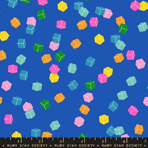 Eye Candy “Cuby” in Blue Ribbon by Ruby Star Society Fabric