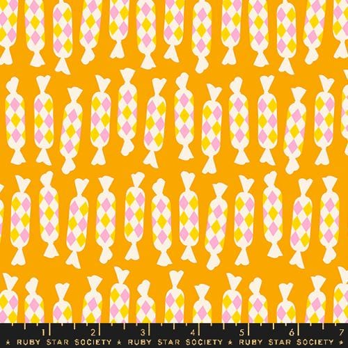 Eye Candy “Diamond Candies” in Clementine by Ruby Star Society Fabric