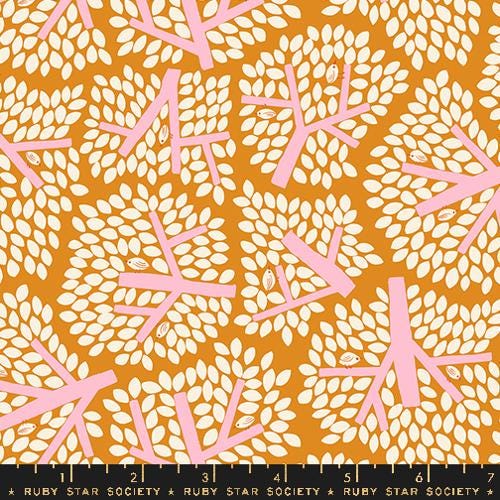 Bird Is The Word “Canopy” in Turmeric by Ruby Star Society Fabric