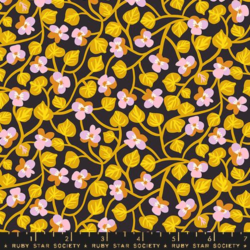 Bird Is The Word "Pansy" in Soft Black by Ruby Star Society Fabric