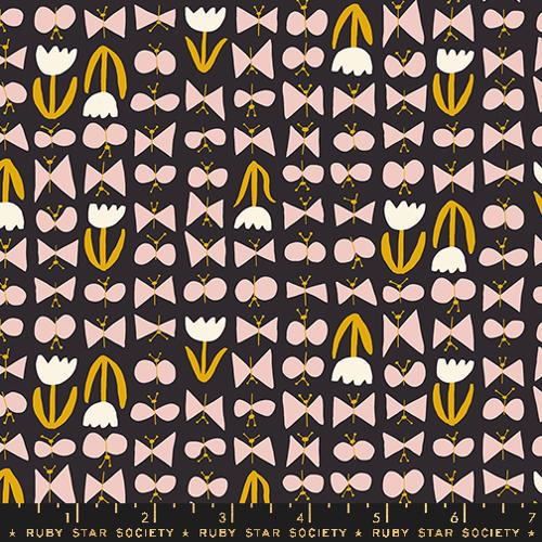 Bird Is The Word “Butterflies” in Soft Black by Ruby Star Society Fabric