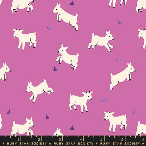 Animal Animal “Baby Goats” in Heliotrope by Ruby Star Society Fabric