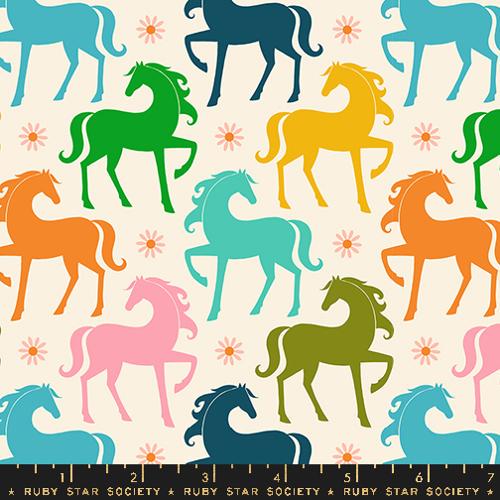 Carousel “Fancy Horse” in Natural by Ruby Star Society Fabric