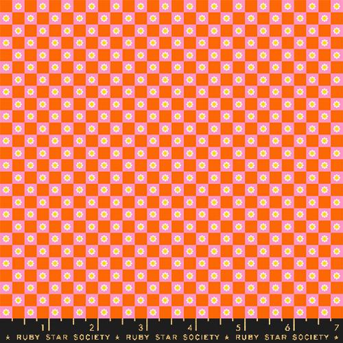 Animal Animal “Flower Check” in Goldfish by Ruby Star Society Fabric