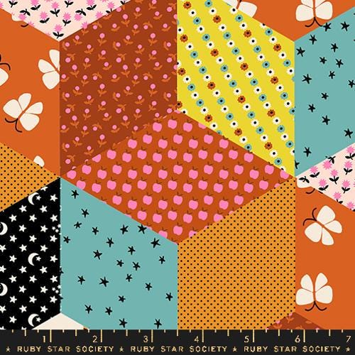 Ooh Lucky Lucky "Tumbling Blocks " in Caramel by Ruby Star Society Fabric