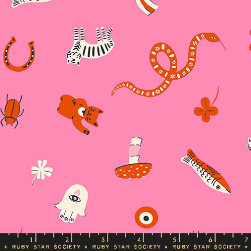 Ooh Lucky Lucky "Good Luck" in Pink by Ruby Star Society Fabric