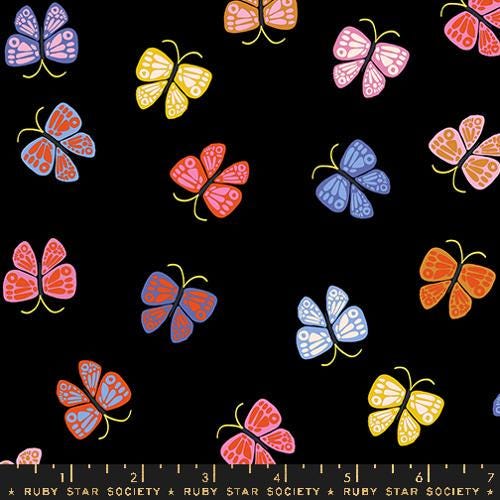 Ooh Lucky Lucky "Butterfly" in Black by Ruby Star Society Fabric