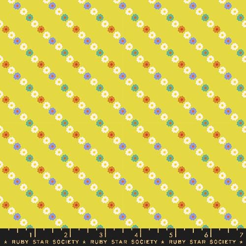 Ooh Lucky Lucky "Garland Stripes" in Citron by Ruby Star Society Fabric