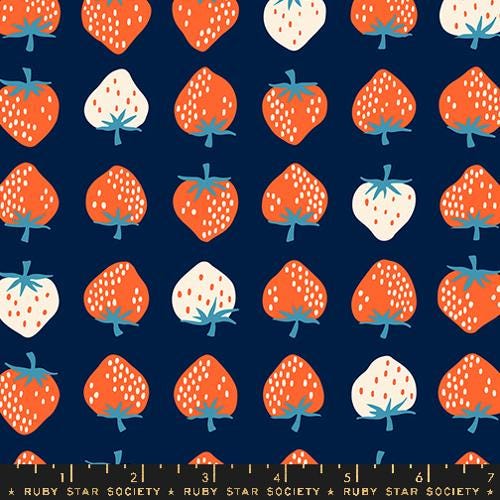 Strawberry in Navy by Ruby Star Society Fabric