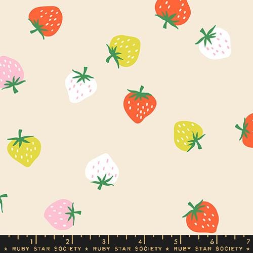 Strawberry "Toss" in Shell by Ruby Star Society Fabric