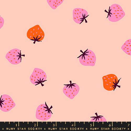 Strawberry "Toss" in Pale Peach by Ruby Star Society Fabric