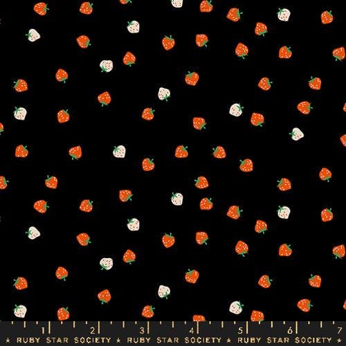 Strawberry "Mini Berry" in Black by Ruby Star Society Fabric