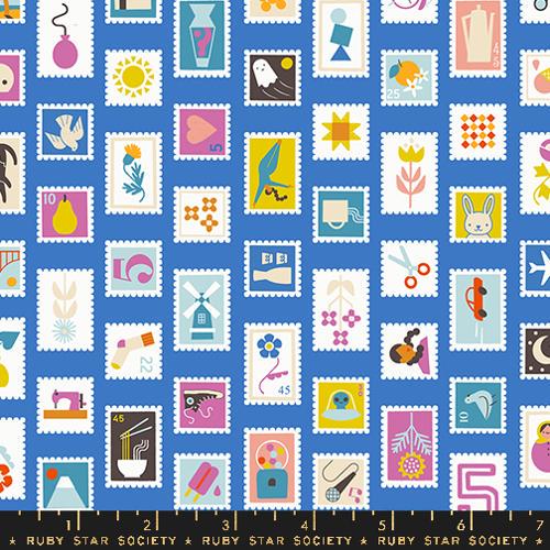 Salutations "Stampy" in Lapis by Ruby Star Society Fabric